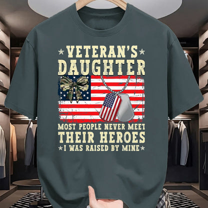 Proud Veteran Shirt, Funny Veteran UnisexT-Shirt/Hoodie/Sweatshirt HLT00 - Veteran_s Daughter Most People Never Meet Their Heroes USA T-Shirt, Men, Black, 3X-Large