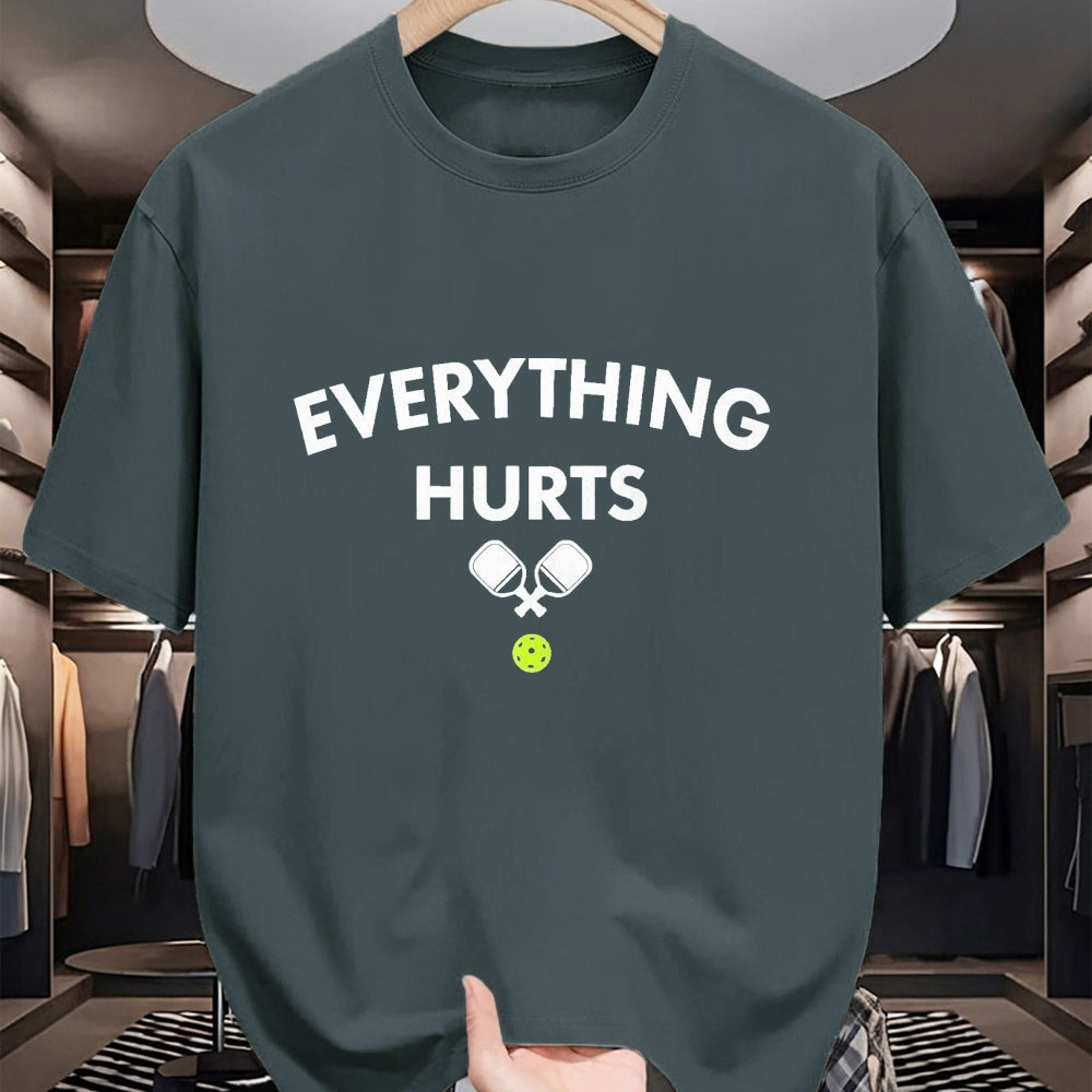 Funny Pickleball Shirt, Pickleball Lover Unisex T-Shirt/Hoodie/Sweatshirt HLT00 - Everything Hurts Pickleball - Funny Court Graphic T-Shirt, Men, Black, 3X-Large