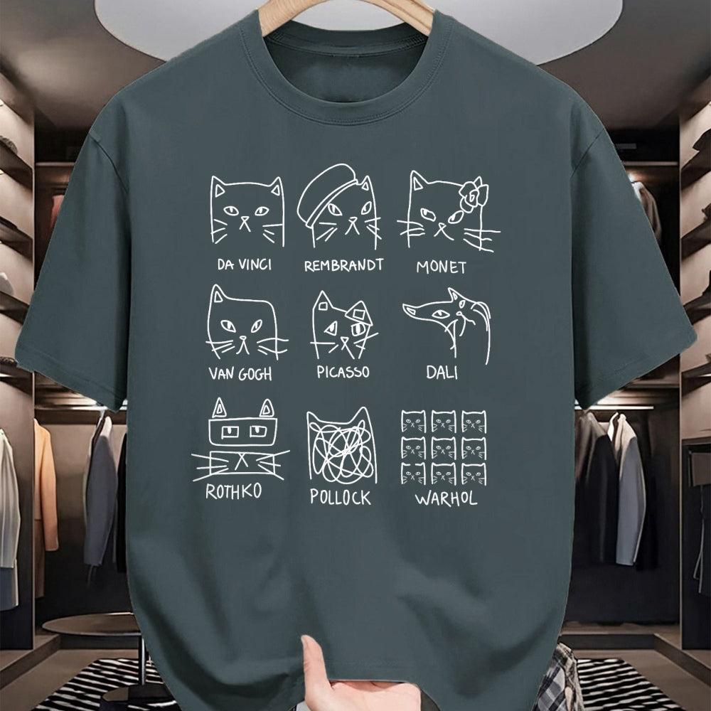 Best Teacher Shirt, Funny Teacher UnisexT-Shirt/Hoodie/Sweatshirt HLT00 - Artistic Cats Funny Cat Minimalist Illustration Art Teacher T-Shirt
