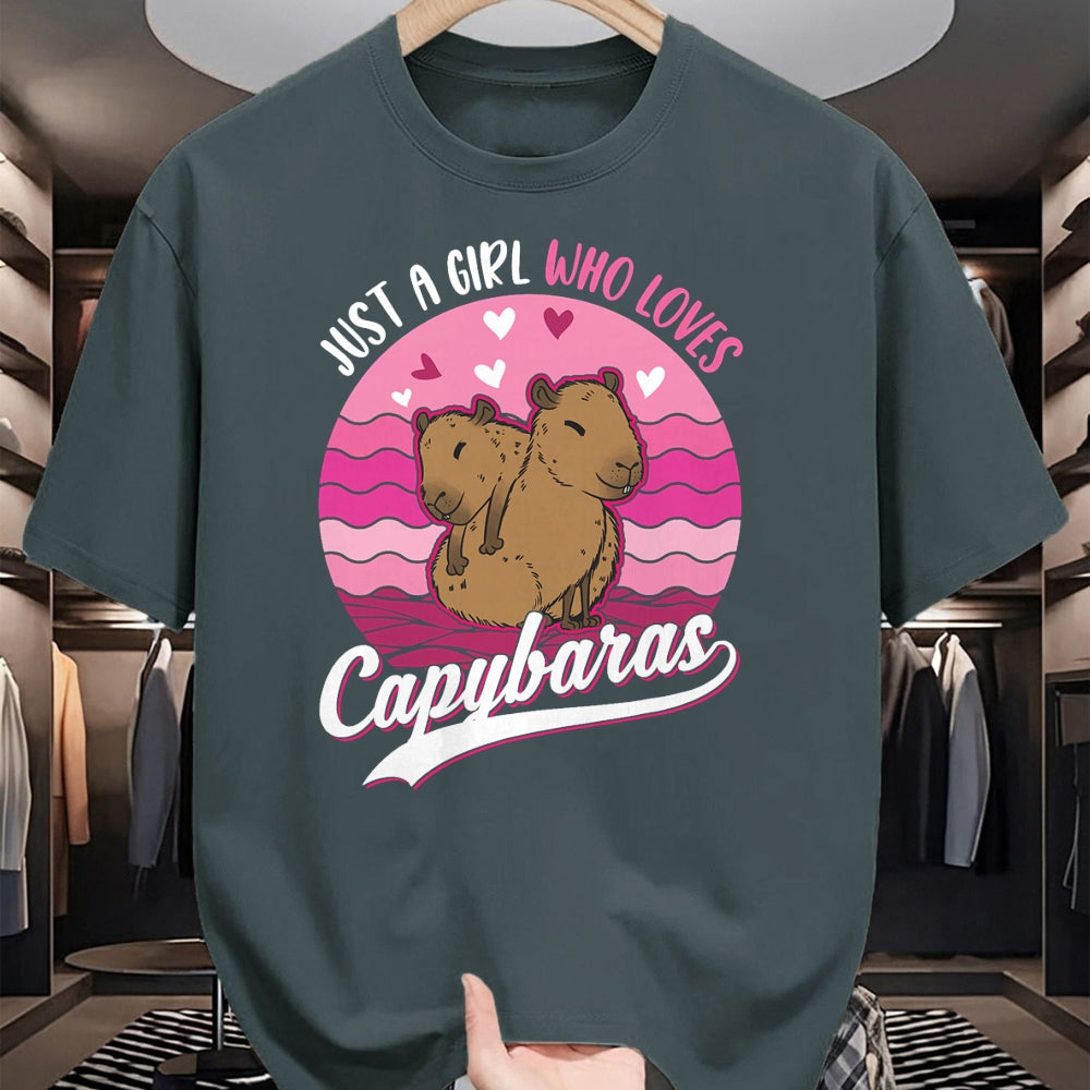 Cute Capybara Shirt, Funny Capybara Unisex T-Shirt/Hoodie/Sweatshirt HLT00 - Just a Girl who Loves Capybaras T-Shirt (7)