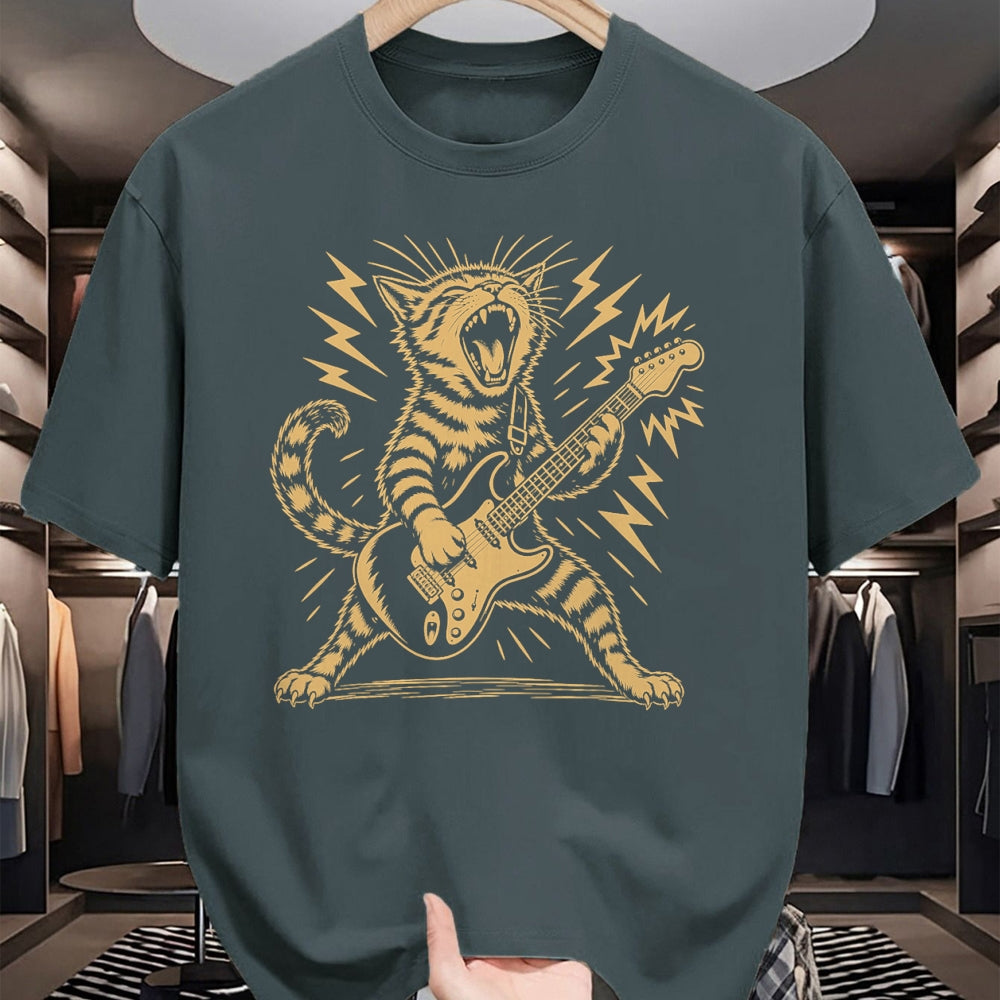 Guitar Lover Shirt, Funny Guitar UnisexT-Shirt/Hoodie/Sweatshirt HLT00 - Cat Playing Guitar Rock and Roll Music Men Women Kids T-Shirt