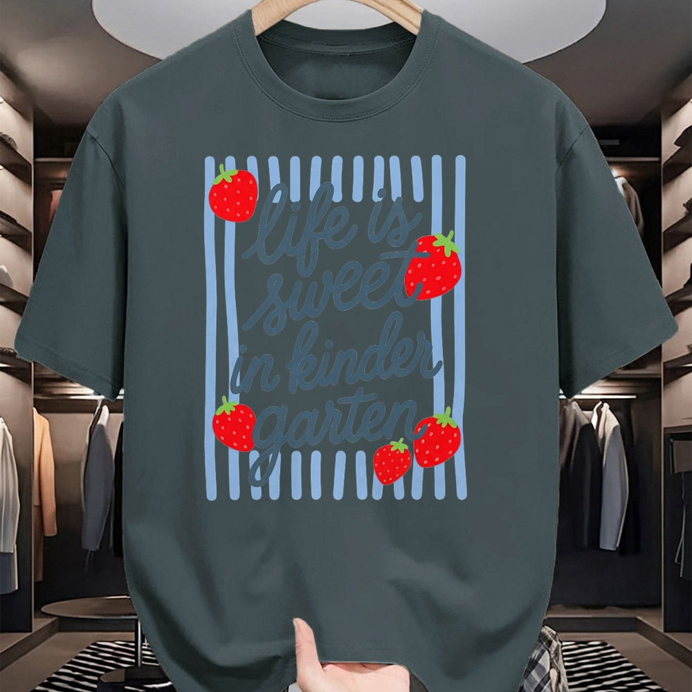 Best Teacher Shirt, Funny Teacher UnisexT-Shirt/Hoodie/Sweatshirt HLT00 - Life is Sweet in Kindergarten Cute Strawberry Teacher T-Shirt