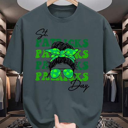 Patrick Day Shirts for Family, Funny Patrick Day shirts, st patrick's day Unisex T-Shirt/Hoodie/Sweatshirt HLT00 - Happy St Patrick Day Funny Messy Bun Glasses Women T-Shirt