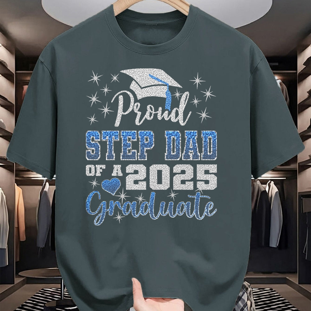 Gift for Dad Shirt, Funny Dad Unisex T-Shirt/Hoodie/Sweatshirt HLT00 – Super Proud Step Dad of 2025 Graduate Awesome Family College T-Shirt
