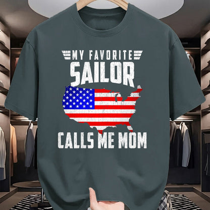 Gift for Mom Shirt, Funny Mom Unisex T-Shirt/Hoodie/Sweatshirt HLT00 - My Favorite Sailor Calls Me Mom USA American Flag T-Shirt