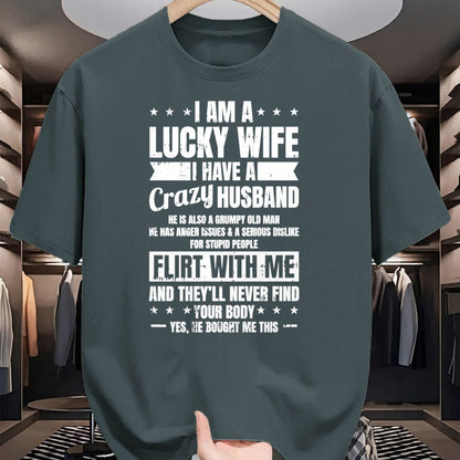 Best Wife Shirt, Wife and Husband Unisex T-Shirt/Hoodie/Sweatshirt HLT00 - Gift for wife T shirt, lucky wife   I Am A Lucky Wife Fathers Day Funny Sarcastic Women Pullover Hoo (1)