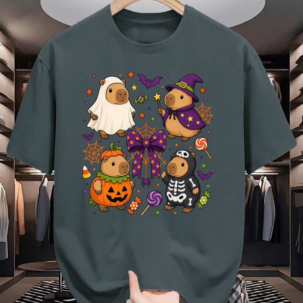 Cute Capybara Shirt, Funny Capybara Unisex T-Shirt/Hoodie/Sweatshirt HLT00 - Funny Cozy Capybara Autumn Fall Spooky Season Halloween T-Shirt