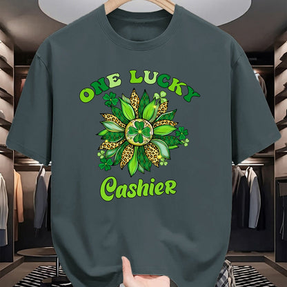 Patrick Day Shirts for Family, Funny Patrick Day shirts, st patrick's day Unisex T-Shirt/Hoodie/Sweatshirt HLT00 - St Patrick Day Shamrock One Lucky Cashier Retro Saint Paddys T-Shirt