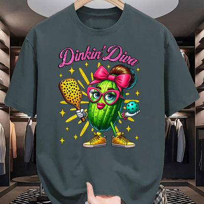 Funny Pickleball Shirt, Pickleball Lover Unisex T-Shirt/Hoodie/Sweatshirt HLT00 - Dinkin’ Diva Funny Pickleball Player Cute Pickle Lovers T-Shirt