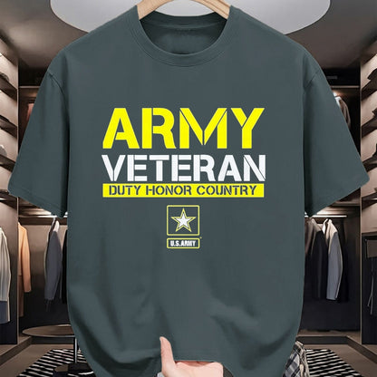 Proud Veteran Shirt, Funny Veteran UnisexT-Shirt/Hoodie/Sweatshirt HLT00 - US Army Veteran Duty Honor Land T-Shirt, Men, Black, 3X-Large