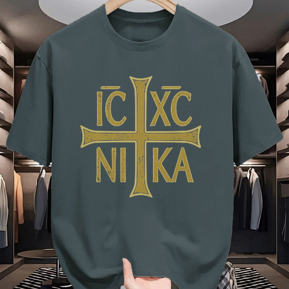 Christian Tee, Christian Faith Unisex T-Shirt/Hoodie/Sweatshirt HLT00 - ICXC NIKA Christogram Cross Orthodox Christian Discreet T-Shirt