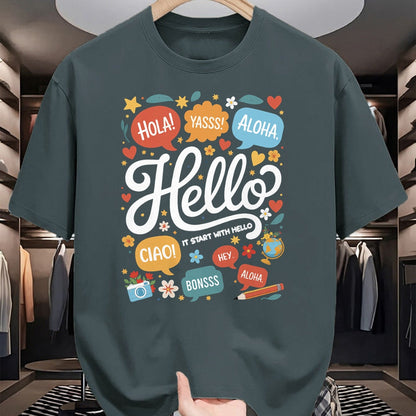 Best Teacher Shirt, Funny Teacher UnisexT-Shirt/Hoodie/Sweatshirt HLT00 - It Starts with Hello Friendship Inclusion Language Teacher T-Shirt (2)