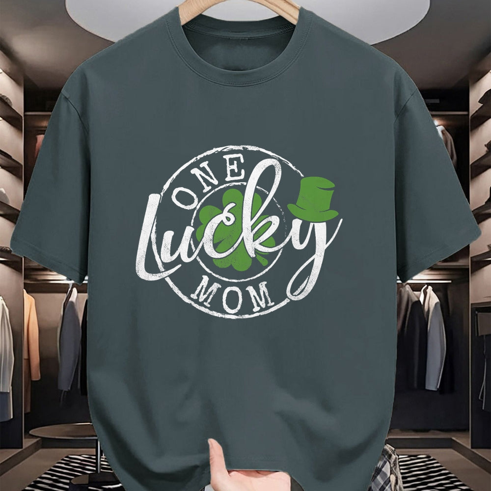 Gift for Mom Shirt, Funny Mom Unisex T-Shirt/Hoodie/Sweatshirt HLT00 - One Lucky Mom Funny Mother Irish Clovers St Patricks Day T-Shirt