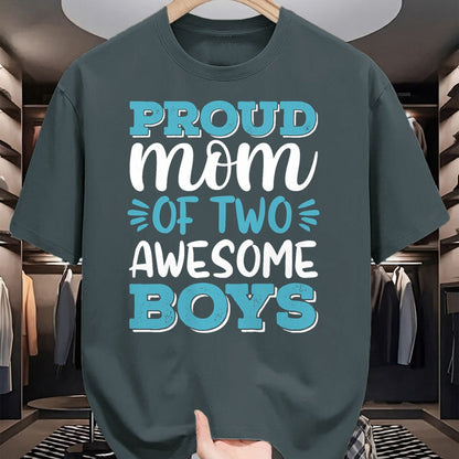 Gift for Mom Shirt, Funny Mom Unisex T-Shirt/Hoodie/Sweatshirt HLT00 - Boy Mom Shirt For Women, Proud Mom Of 2 Awesome Boys T-Shirt