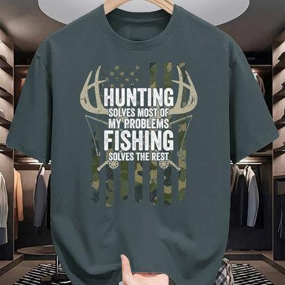 Funny Hunting Shirt, Gift For Hunting Lover Unisex T-Shirt/Hoodie/Sweatshirt HLT00 - Hunting Solves Most of My Problems Fishing The Rest - Funny T-Shirt