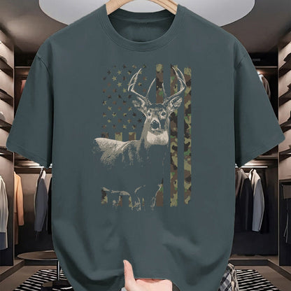 Funny Hunting Shirt, Gift For Hunting Lover Unisex T-Shirt/Hoodie/Sweatshirt HLT00 - Hunting Camo American Flag Deer Camouflage (Design on Back) Long Sleeve T-Shirt