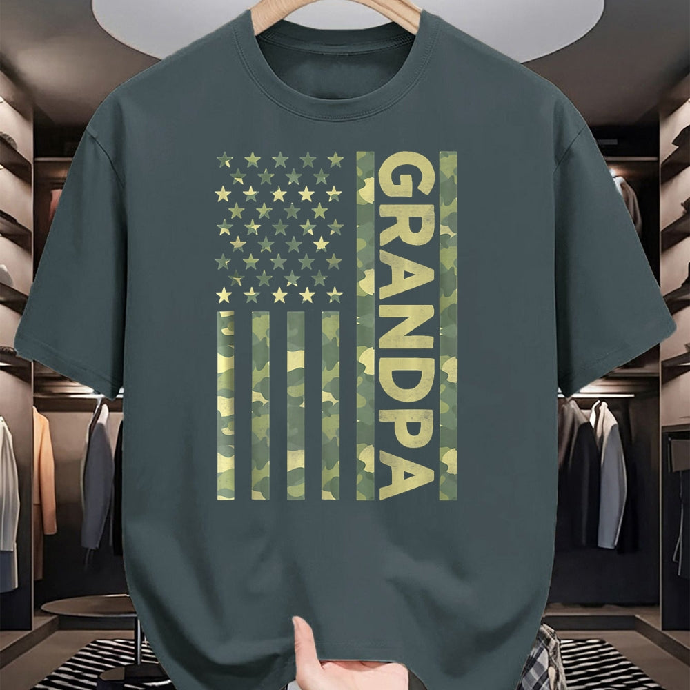Gift for Dad Shirt, Funny Dad Unisex T-Shirt/Hoodie/Sweatshirt HLT00 – Proud Grandpa Camouflage American US Flag Camo Father_s Day Premium T-Shirt
