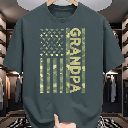 Gift for Dad Shirt, Funny Dad Unisex T-Shirt/Hoodie/Sweatshirt HLT00 – Proud Grandpa Camouflage American US Flag Camo Father_s Day Premium T-Shirt
