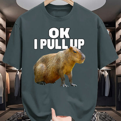 Cute Capybara Shirt, Funny Capybara Unisex T-Shirt/Hoodie/Sweatshirt HLT00 - Ok I Pull Up Capybara Funny Capybara Lover Dank Meme T-Shirt, Women, Black, Medium