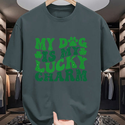 Gift for Mom Shirt, Funny Mom Unisex T-Shirt/Hoodie/Sweatshirt HLT00 - My Dog Is My Lucky Charm Retro St Patricks Day Dog Mom T-Shirt
