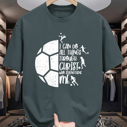 Christian Tee, Christian Faith Unisex T-Shirt/Hoodie/Sweatshirt HLT00 - I Can Do Things Through Christ Soccer Football God Gift T-Shirt