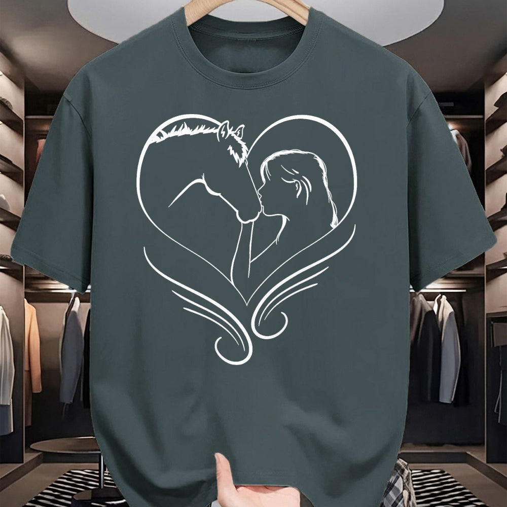 Best Horse Lover Shirt , Funny Horse UnisexT-Shirt/Hoodie/Sweatshirt HLT00 - Girl Kisses Horse Heart Rider Silhouette T-Shirt