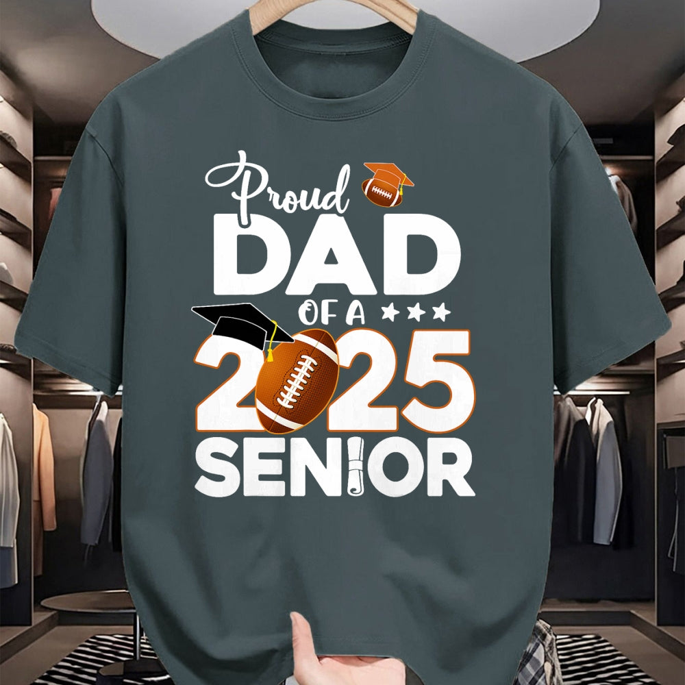 Gift for Dad Shirt, Funny Dad Unisex T-Shirt/Hoodie/Sweatshirt HLT00 – Proud Dad Of A 2025 Senior Football Graduate T-Shirt