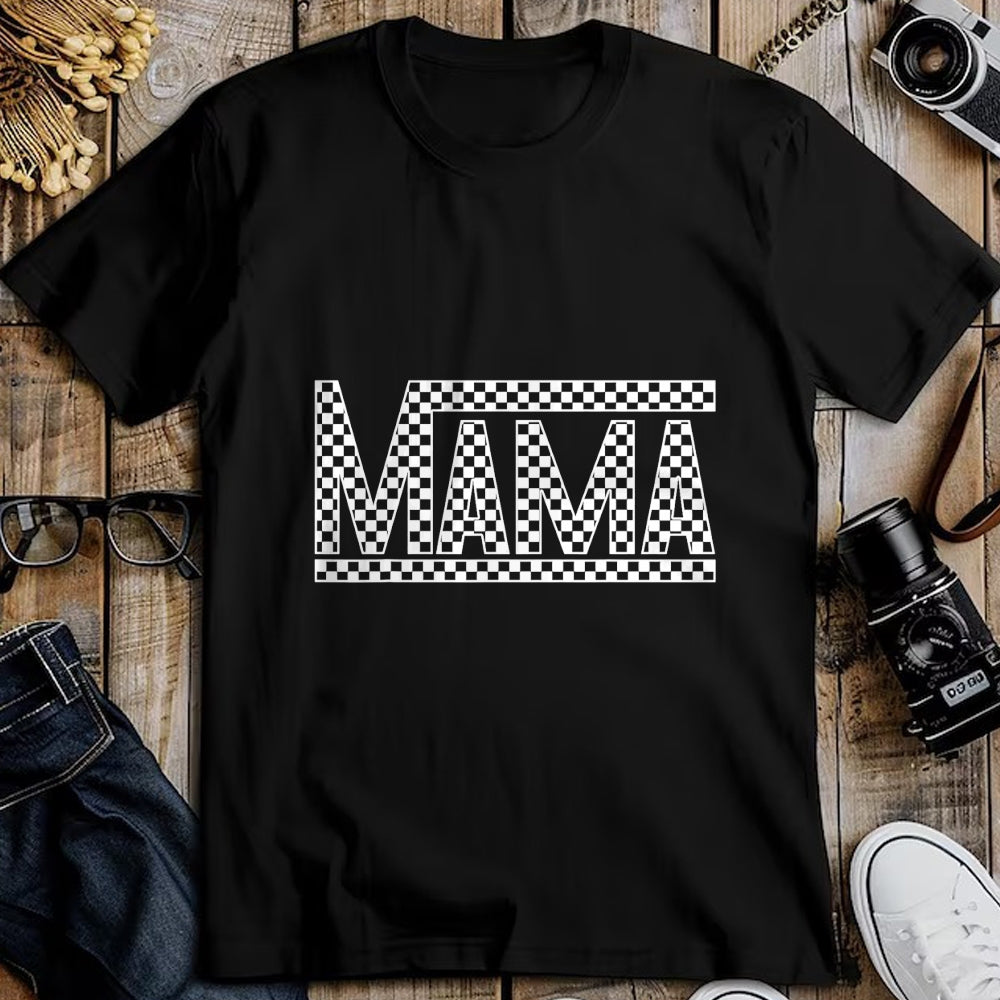 Gift for Mom Shirt, Funny Mom Unisex T-Shirt/Hoodie/Sweatshirt HLT00 - Funny Checkered Mama Black White Gift Women T-Shirt