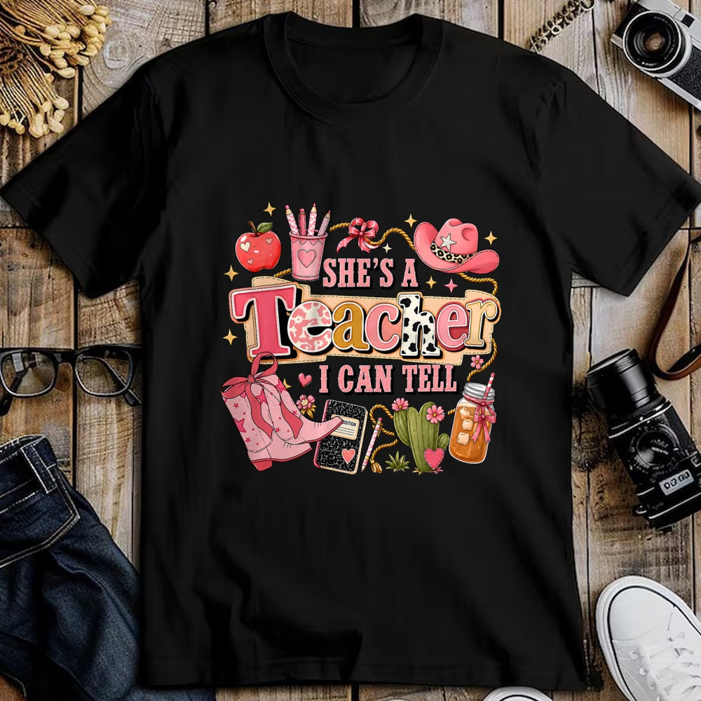 Best Teacher Shirt, Funny Teacher UnisexT-Shirt/Hoodie/Sweatshirt HLT00 - Shes A Teacher I Can Tell Western Classroom Art T-Shirt