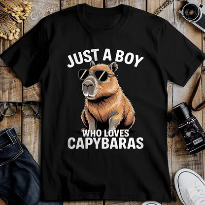 Cute Capybara Shirt, Funny Capybara Unisex T-Shirt/Hoodie/Sweatshirt HLT00 - Just a Boy who Loves Capybaras T-Shirt (1)