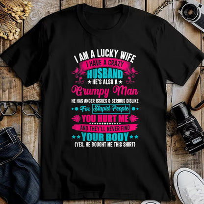 Best Wife Shirt, Wife and Husband Unisex T-Shirt/Hoodie/Sweatshirt HLT00 - Gift for wife T shirt, lucky wife   Womens I Am A Lucky Wife, I Have A Crazy Husband V-Neck T-Shirt