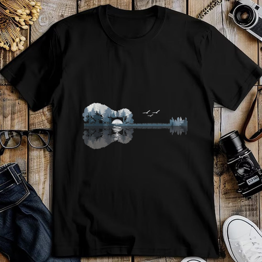 Guitar Lover Shirt, Funny Guitar UnisexT-Shirt/Hoodie/Sweatshirt HLT00 - Acoustic Guitar Lake Music Guitarist Musician Men Women T-Shirt, Men, Black, 3X-Large
