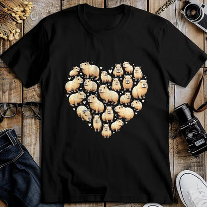 Cute Capybara Shirt, Funny Capybara Unisex T-Shirt/Hoodie/Sweatshirt HLT00 - Heart Shaped Capybara Long Sleeve T-Shirt