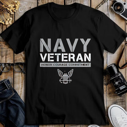 Proud Veteran Shirt, Funny Veteran UnisexT-Shirt/Hoodie/Sweatshirt HLT00 - US Navy - Veteran Honor Courage Commitment T-Shirt, Men, Black, 3X-Large