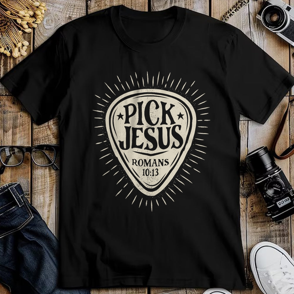 Christian Tee, Christian Faith Unisex T-Shirt/Hoodie/Sweatshirt HLT00 - Guitar Pick Jesus Christian Music Guitarist Pastor Retro T-Shirt