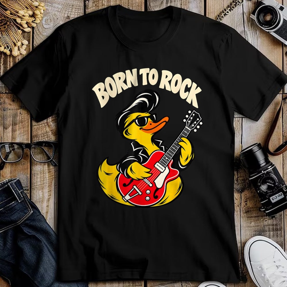 Guitar Lover Shirt, Funny Guitar UnisexT-Shirt/Hoodie/Sweatshirt HLT00 - Born Rock to 50s Rubber Ducky Playing Guitar Toddler Boys T-Shirt