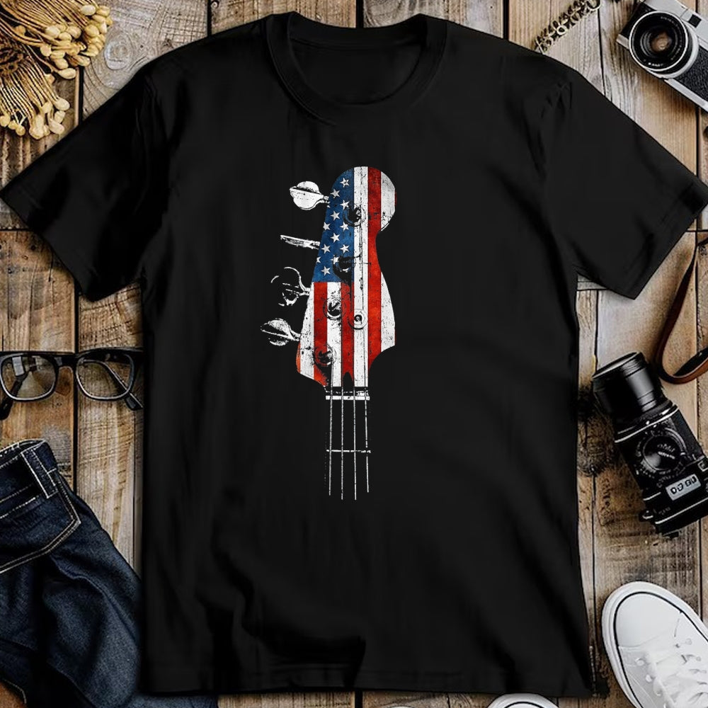 Guitar Lover Shirt, Funny Guitar UnisexT-Shirt/Hoodie/Sweatshirt HLT00 - Bass Guitar Headstock USA Flag for Bassist and Bass Player T-Shirt, Men_s Big and Tall, Black, 2X Ta