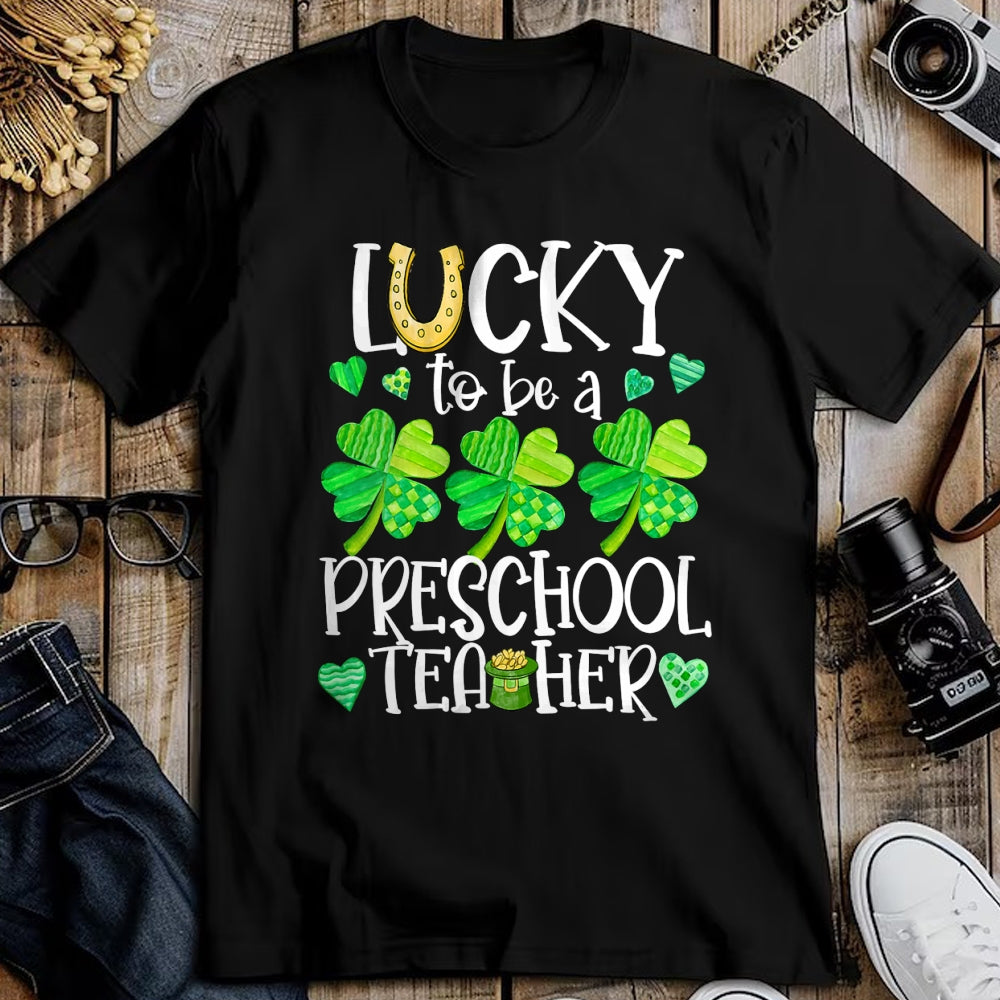 Patrick Day Shirts for Family, Funny Patrick Day shirts, st patrick's day Unisex T-Shirt/Hoodie/Sweatshirt HLT00 - Womens Lucky To Be A Preschool Teacher, St Patrick Day Teachers V-Neck T-Shirt