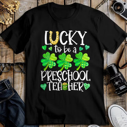 Patrick Day Shirts for Family, Funny Patrick Day shirts, st patrick's day Unisex T-Shirt/Hoodie/Sweatshirt HLT00 - Womens Lucky To Be A Preschool Teacher, St Patrick Day Teachers V-Neck T-Shirt