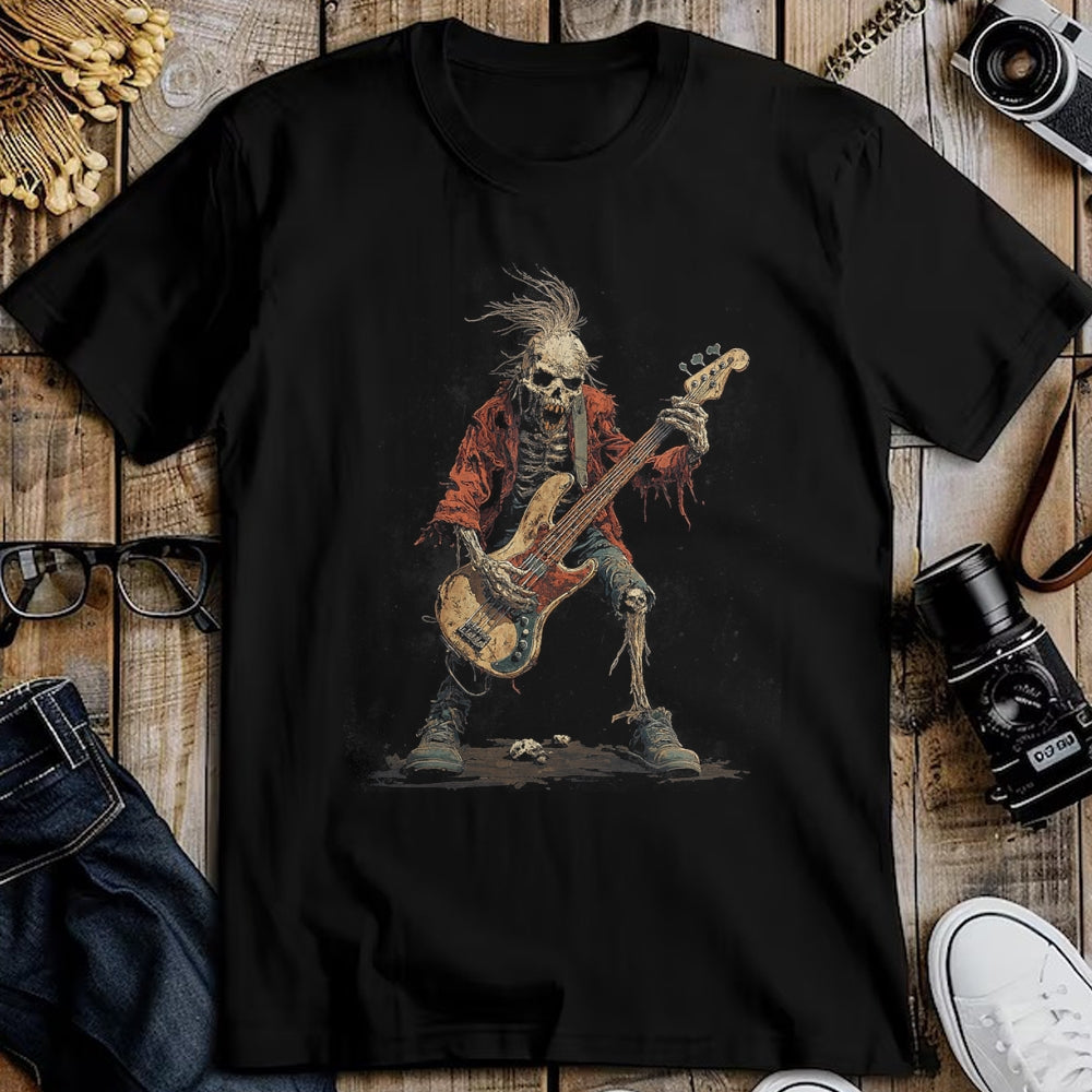 Guitar Lover Shirt, Funny Guitar UnisexT-Shirt/Hoodie/Sweatshirt HLT00 - Skeleton Punk Rocker Halloween Bass Guitar Rock N Roll T-Shirt