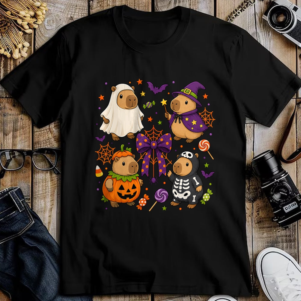 Cute Capybara Shirt, Funny Capybara Unisex T-Shirt/Hoodie/Sweatshirt HLT00 - Funny Cozy Capybara Autumn Fall Spooky Season Halloween T-Shirt