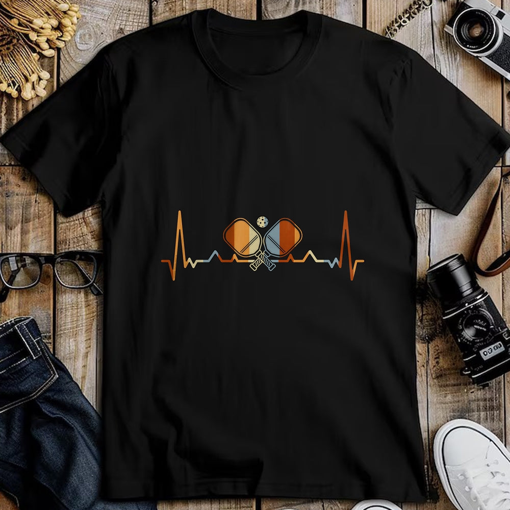 Funny Pickleball Shirt, Pickleball Lover Unisex T-Shirt/Hoodie/Sweatshirt HLT00 - Pickleball Lovers Heartbeat in Retro Colors - Pickleball T-Shirt