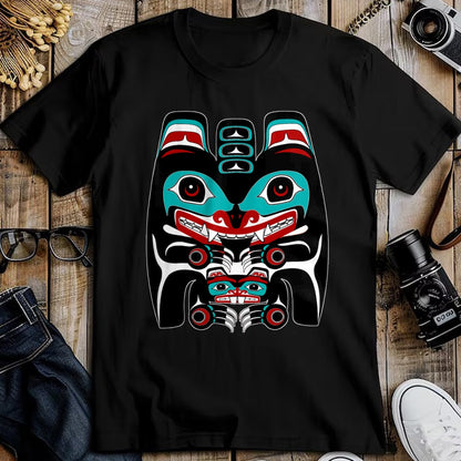 Native American T-Shirts, Vintage Native American Unisex T-Shirt/Hoodie/Sweatshirt HLT00 - Indigenous Alaska Native American Art Style Bear & Beaver