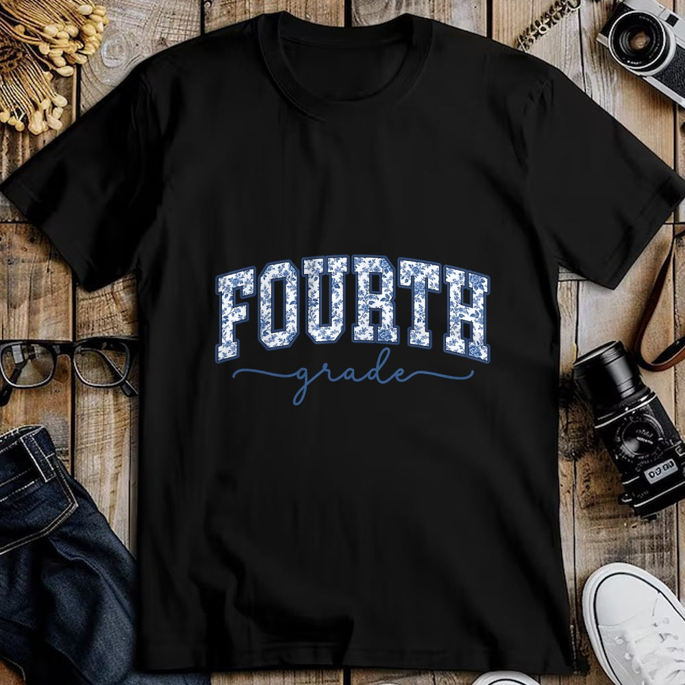 Best Teacher Shirt, Funny Teacher UnisexT-Shirt/Hoodie/Sweatshirt HLT00 - 4th Grade Back to School Fourth Grade Blue Toile Teacher Kid T-Shirt