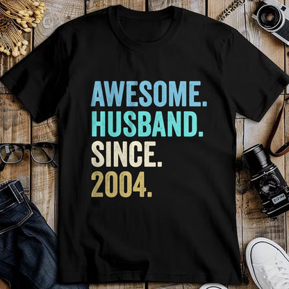Best Wife Shirt, Wife and Husband Unisex T-Shirt/Hoodie/Sweatshirt HLT00 - Awesome Husband Since 2004 20th wedding anniversary 20 years T-Shirt (1)