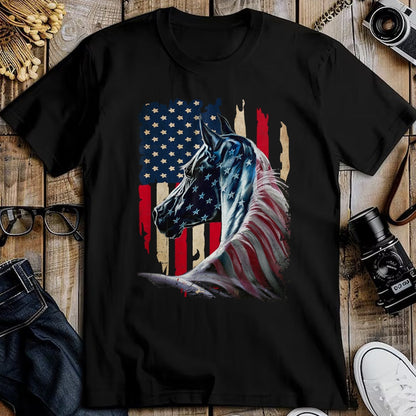 Best Horse Lover Shirt , Funny Horse UnisexT-Shirt/Hoodie/Sweatshirt HLT00 - Patriotic Horse American Flag - Horse Vintage T-Shirt Small