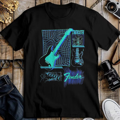 Guitar Lover Shirt, Funny Guitar UnisexT-Shirt/Hoodie/Sweatshirt HLT00 - Fender Stratocaster Guitar Schematic Poster T-Shirt, Men, Black, XX-Large