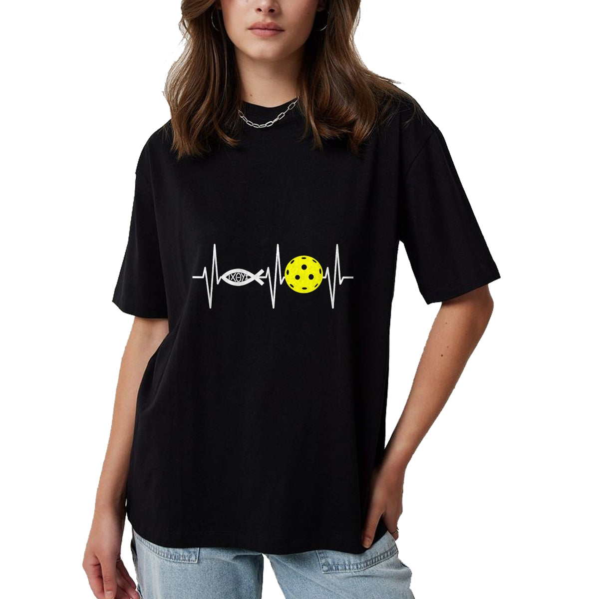 Funny Pickleball Shirt, Pickleball Lover Unisex T-Shirt/Hoodie/Sweatshirt HLT00 - Christian Shirt Pickleball Player Ichthys Jesus Fish Symbol T-Shirt