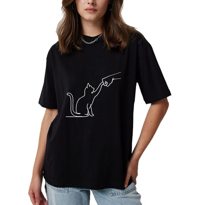 Cat Love Shirt, Funny Cat Lover Gift UnisexT-Shirt/Hoodie/Sweatshirt HLT00 - Cute Pet Tee I Love My Cat Best Friend Fist Bump Paw Cat T-Shirt, Women, Black, Medium