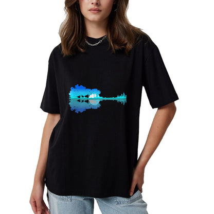 Guitar Lover Shirt, Funny Guitar UnisexT-Shirt/Hoodie/Sweatshirt HLT00 - Guitar Lake Shadow Love Guitar Musician T-Shirt (1)